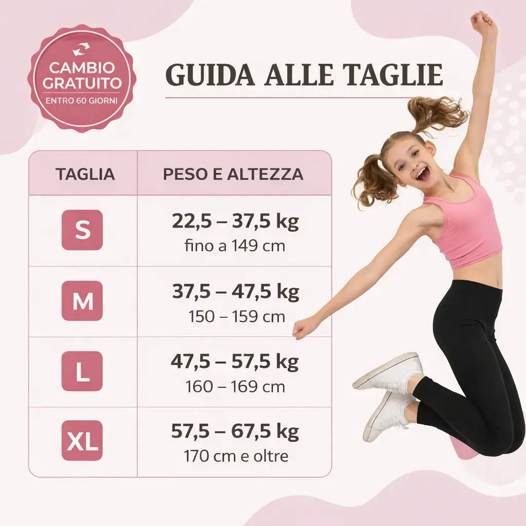 Guida alle taglie della brassiere Brassetta per bambina in base al peso